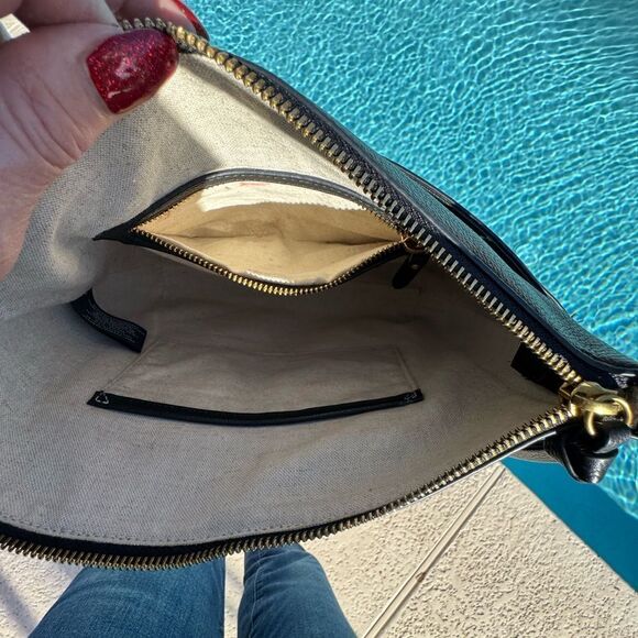 Botkier black pebble leather large crossbody bag xl strap lots of pockets EUC - Picture 10 of 15